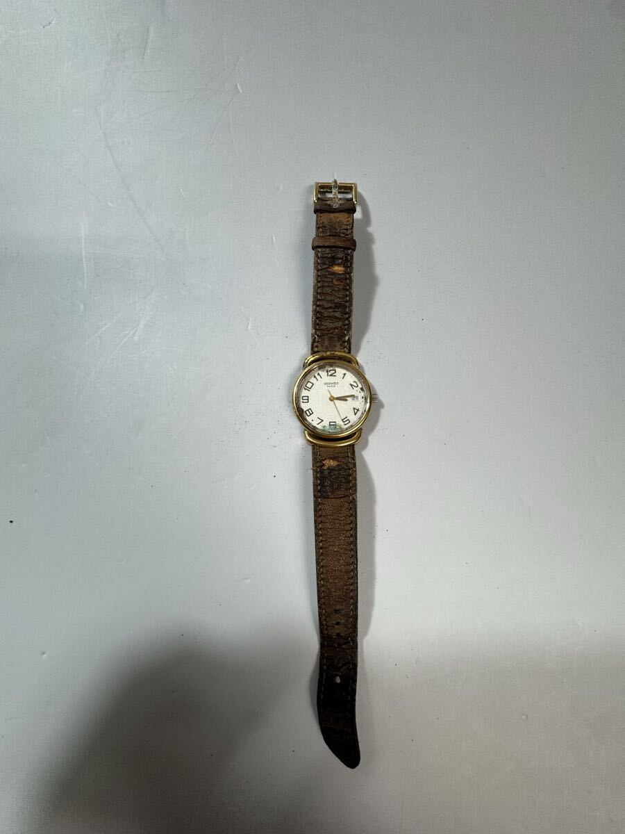 Hermes エルメス プルマン レディース クォーツ デイト 腕時計 ジャンク品_画像3