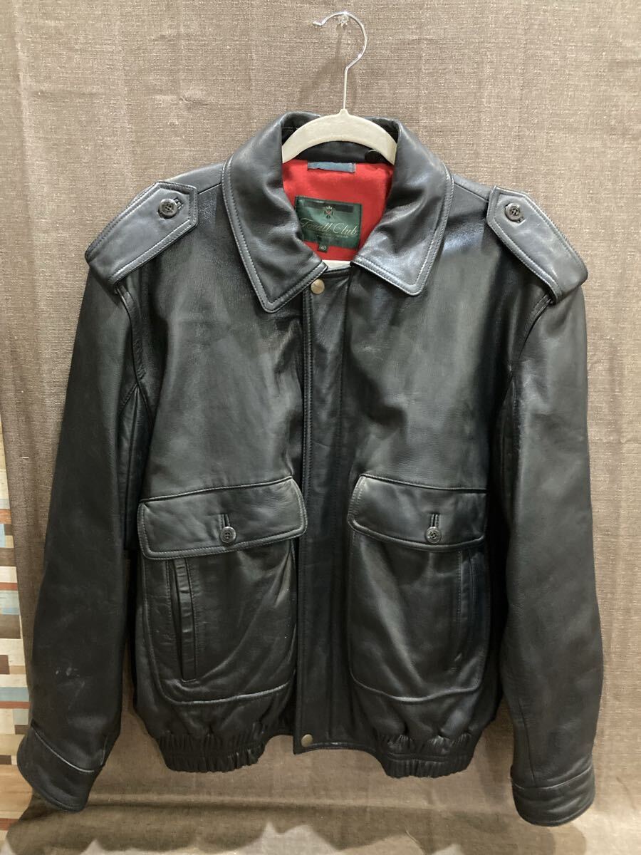 28 Forall Clud サイズ40(96〜175) 革ジャン レザージャケット 羊革 黒 あ_画像1
