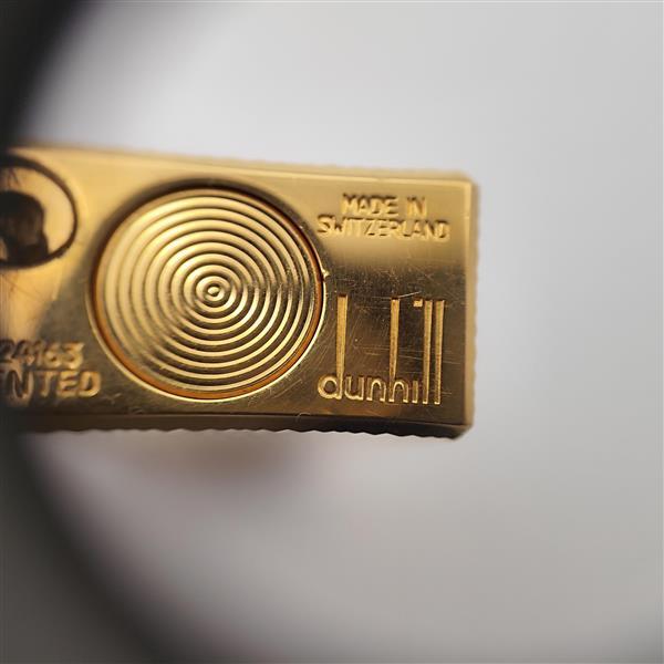 【1円スタート！】dunhill ダンヒル ガスライター ローラー式 ゴールド色 波模様 喫煙グッズ ケース付き 着火確認済み 2340_画像5