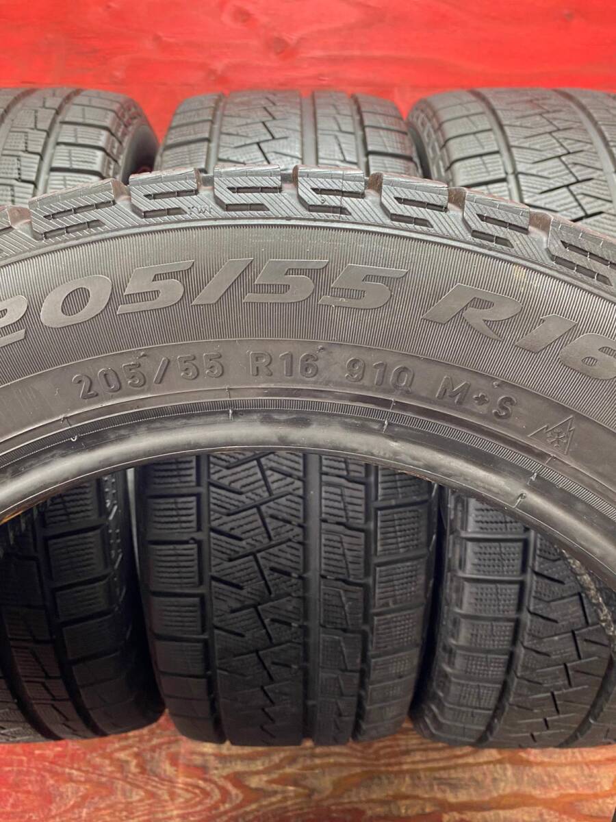 205/55/R16 91Q M+S PIRELLI ICE ASIMMETRICO PLUS 製造年2019, 4本 80% バリ山 *171B_画像9