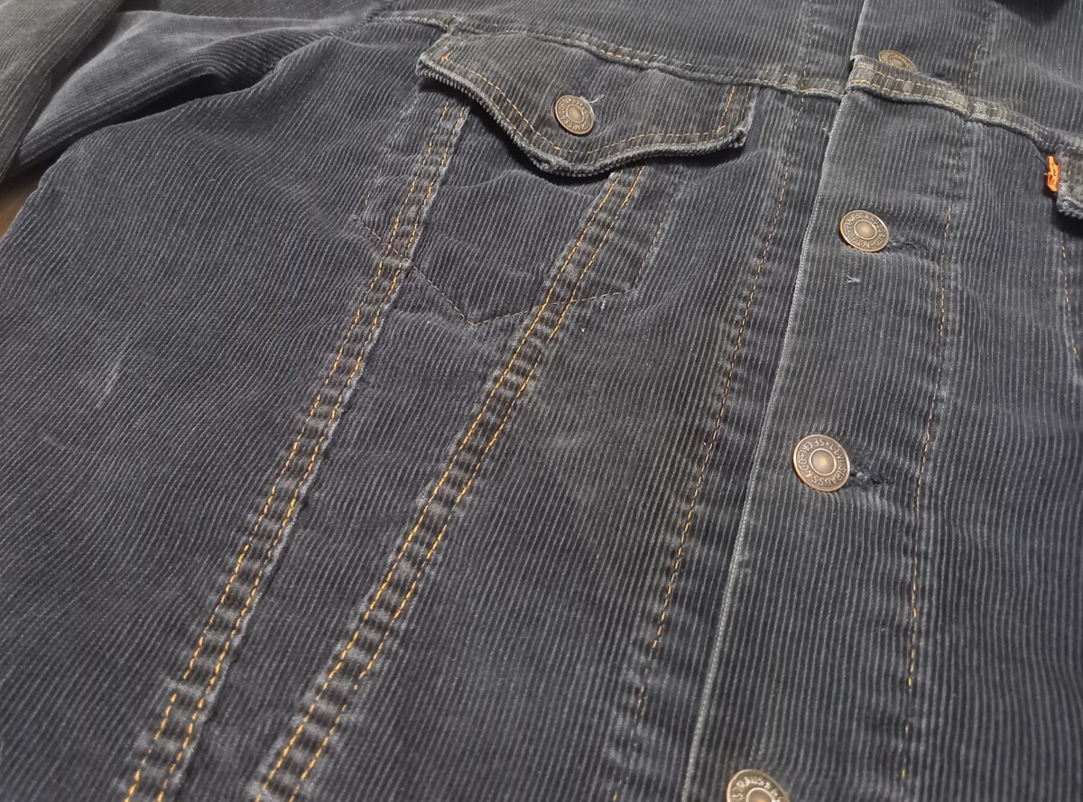 超Special黒44サイズLevi'sコーデュロイ70505ブラック70sビンテージUSA制JKT Gジャン(検501革ww2片面XX大戦L(zhǎng)eeビッグE506サーモンピンク507