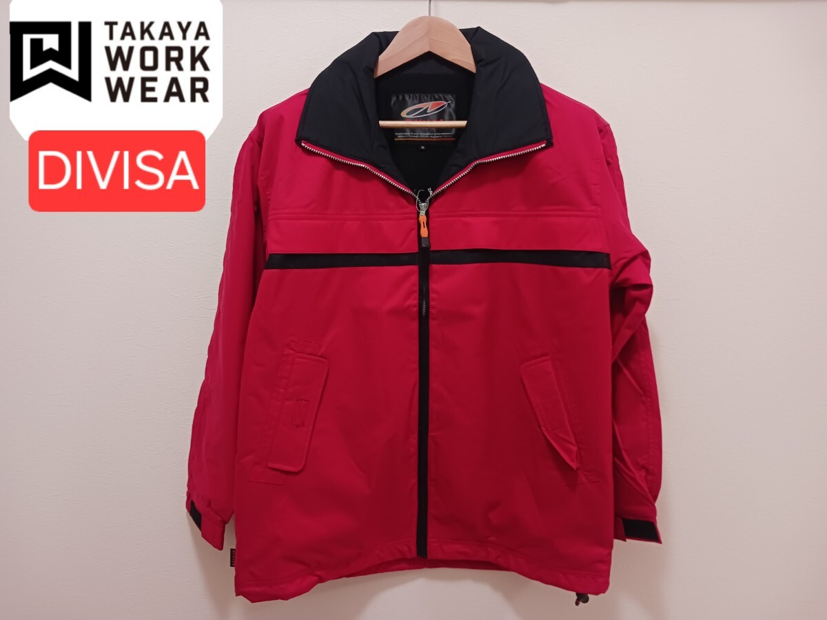 5650　TAKAYAハーフジャケット|レッド|3Lサイズ|新品未使用|格納フード付|ナイロン100%|タカヤ DIVISA|防寒|秋冬|ジャンパー ジャンバー|赤_画像1