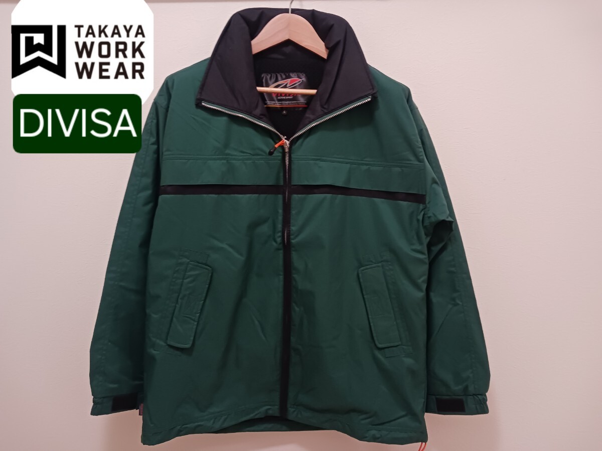 5652　TAKAYA ハーフジャケット|フォレストグリーン|Lサイズ|新品未使用|格納フード付|ナイロン100%|タカヤ DIVISA|防寒|秋冬|ジャンパー緑_画像1