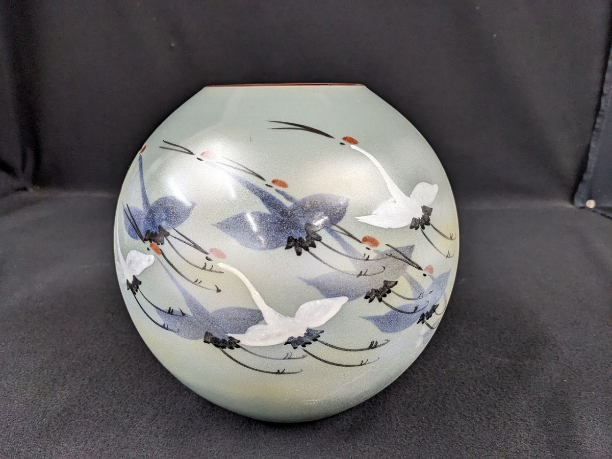 V687 Kutani свет дракон группа журавль документ ваза фиолетовый .. доска /80