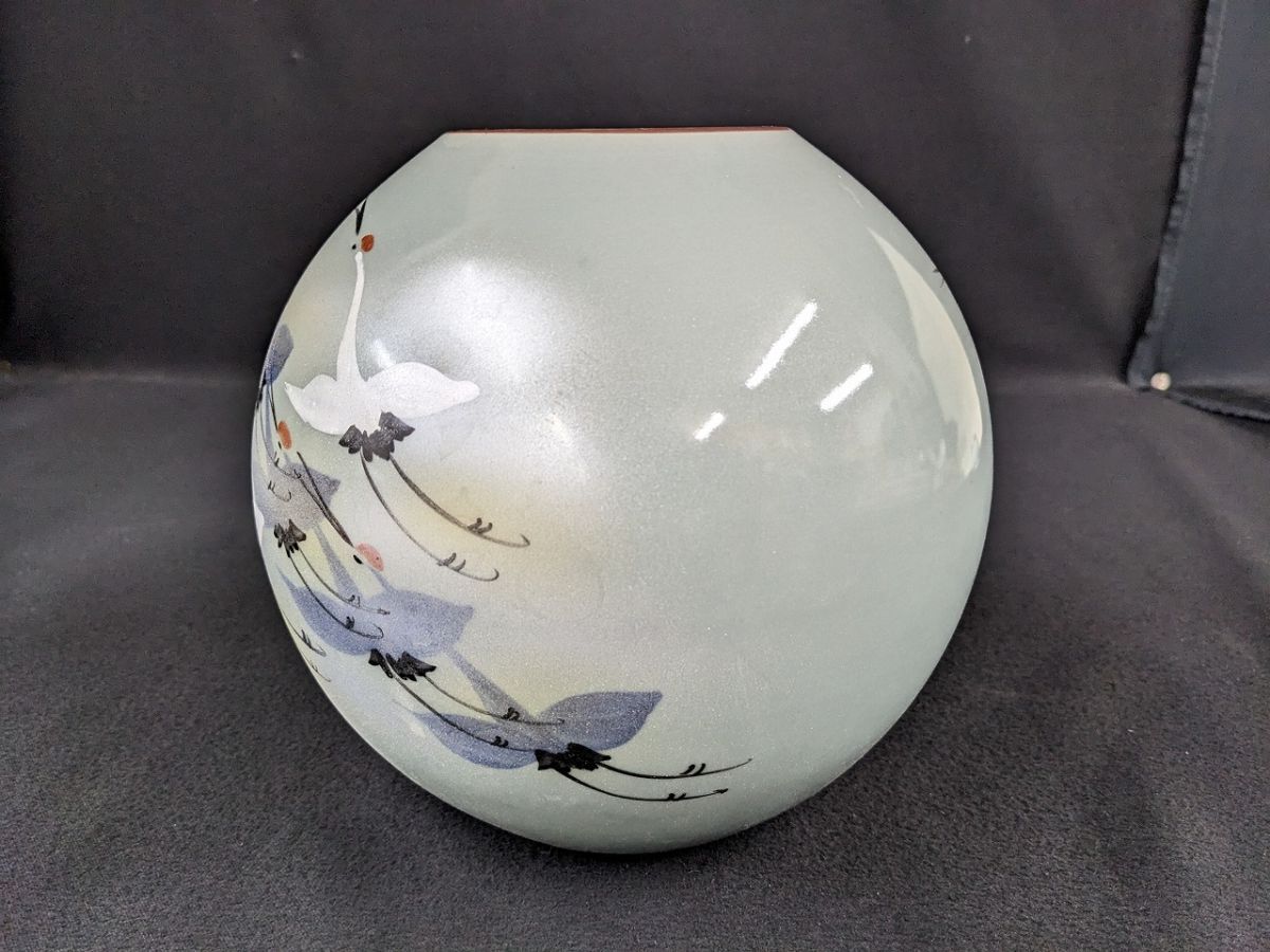 V687 Kutani свет дракон группа журавль документ ваза фиолетовый .. доска /80