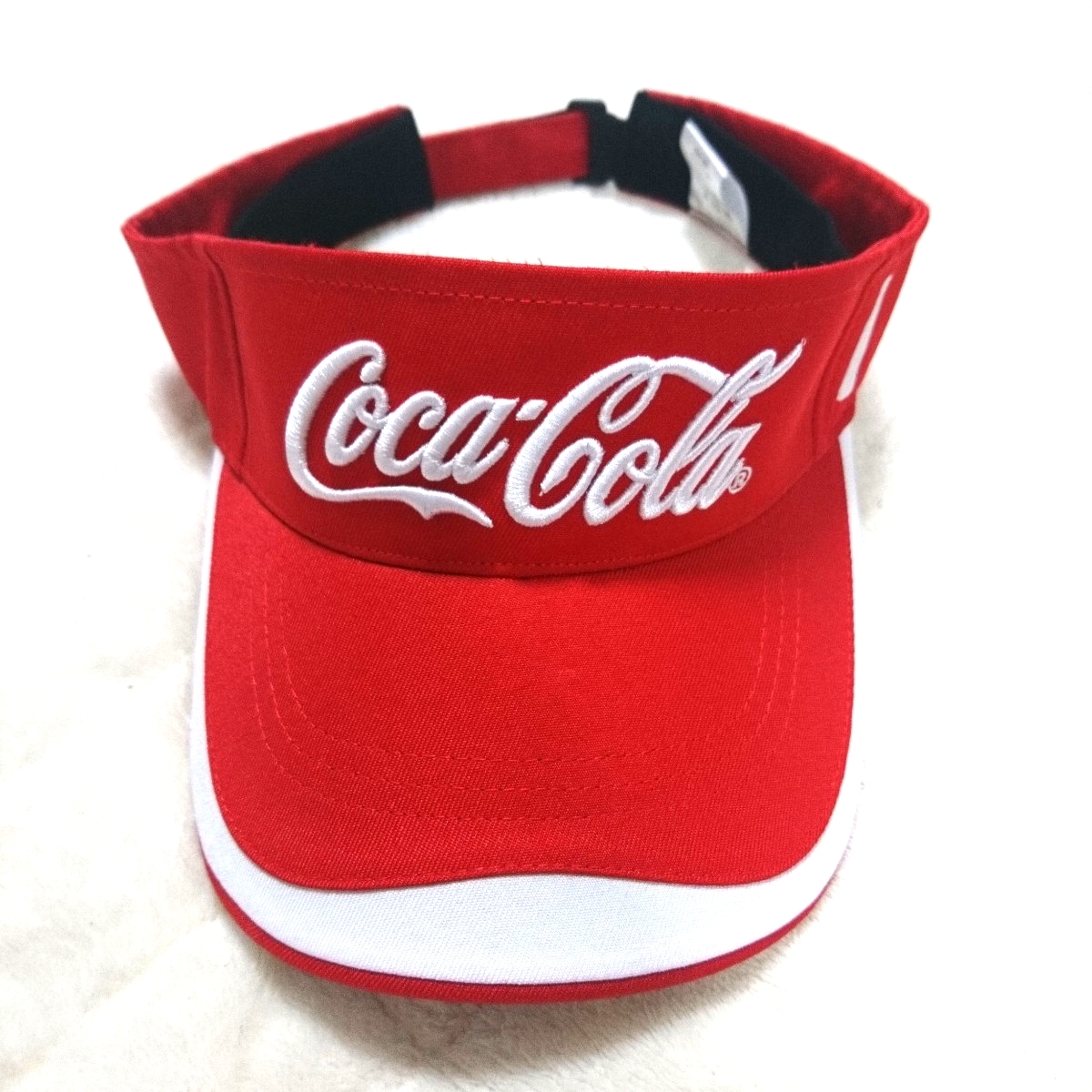 Coca-Cola■コカコーラ サンバイザー フリーサイズ レッド 男女共用 ユニセックス_画像3