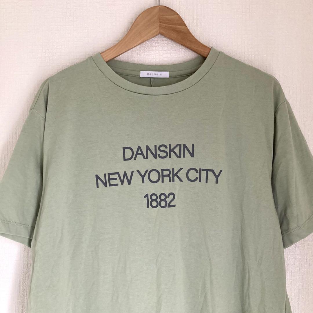 ダンスキン　プリント　デカロゴ　半袖　グリーン　レディース　Tシャツ　綿　丸首_画像5