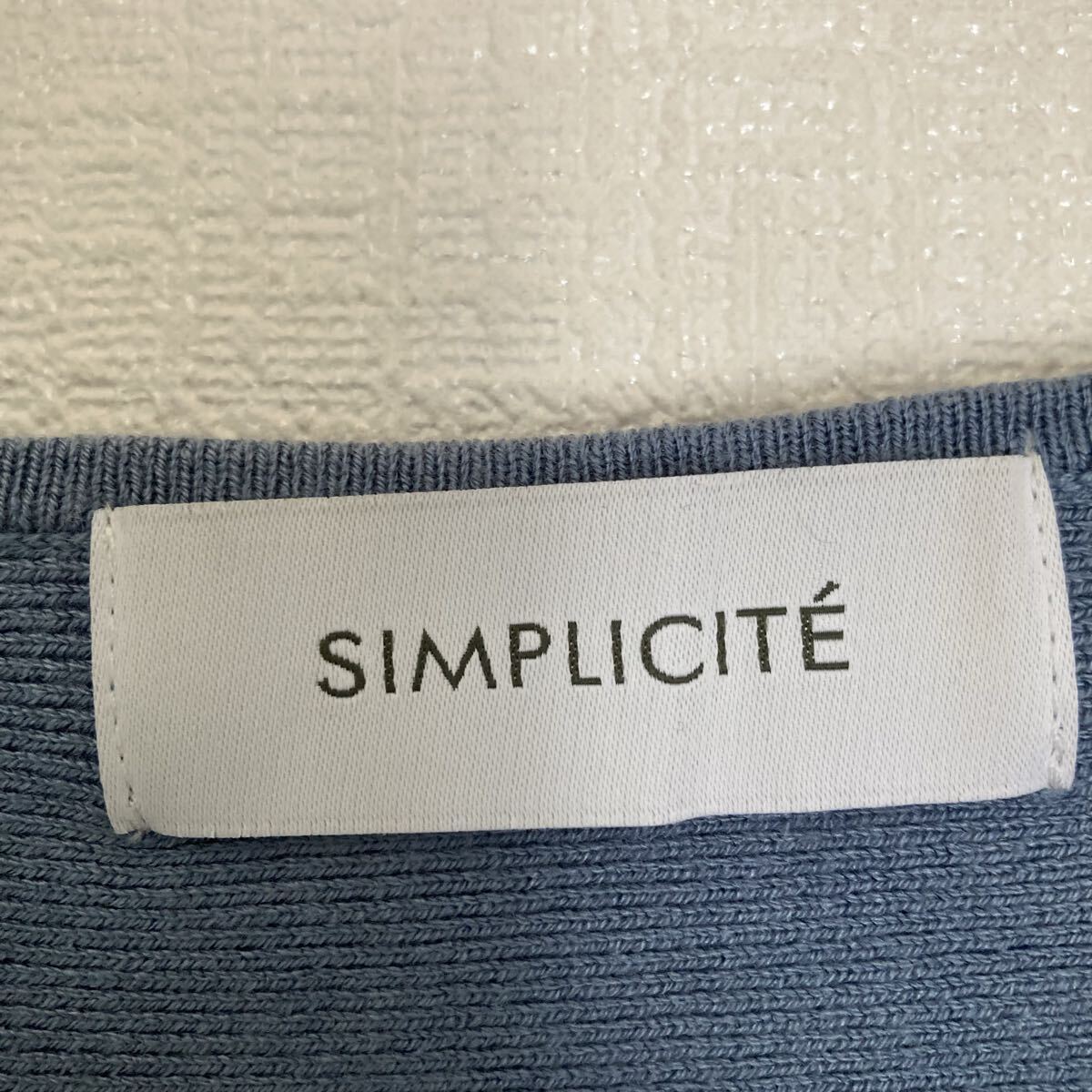シンプリシテェ　薄手　長袖　レディース　ニット　セーター　丸首　ブルー　無地_画像8