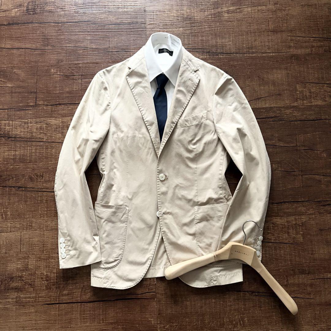 <美品> BOGLIOLI ボリオリ COAT ベージュ コットン ジャケット サイズ44 Mサイズ ビジネス 結婚式_画像1