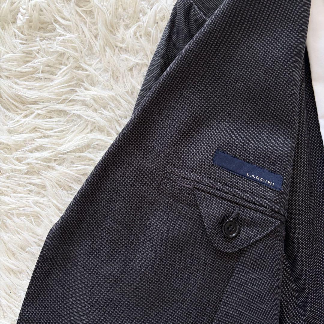 ＜美品＞ LARDINI ラルディーニ バーズアイ ダークグレー ウール スーツ セットアップ サイズ50 Lサイズ ビジネス 結婚式_画像4