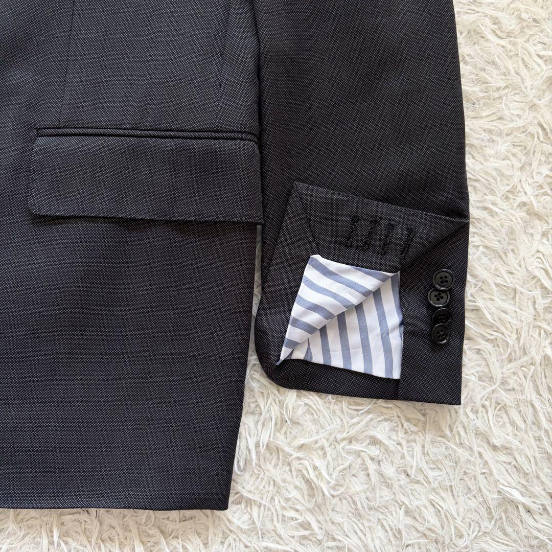 ＜美品＞ LARDINI ラルディーニ バーズアイ ダークグレー ウール スーツ セットアップ サイズ50 Lサイズ ビジネス 結婚式_画像6