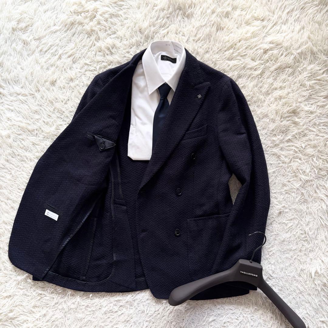 ＜美品＞ TAGLIATORE タリアトーレ ネイビー ウール ダブル ジャケット サイズ48 Lサイズ ビジネス 結婚式_画像2