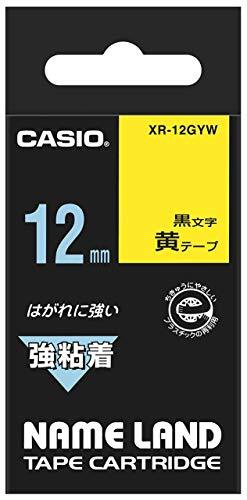 カシオ ラベルライター ネームランド 強粘着テープ 12mm XR-12GYW 黄_画像1