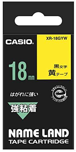 カシオ ラベルライター ネームランド 強粘着テープ 18mm XR-18GYW 黄_画像1