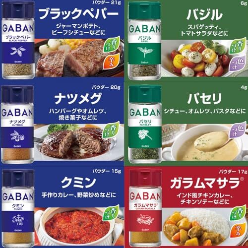 GABAN(ギャバン) ハウス スターターセット6種(まずはこれから!ブラックペパー/ナツメグ/バジル/パセリ/クミン/ガラムマサラ)_画像5