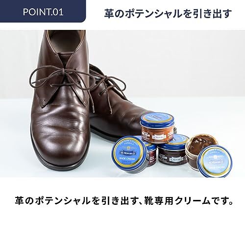 [エム・モゥブレィ] シューケア 靴磨き 栄養 保革 補色 ツヤ出しクリーム シュークリームジャー 20248 ロンドンタン 50ml_画像3