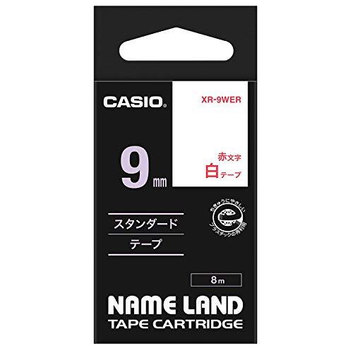 純正 カシオ ネームランド ラベルライター テープ 9mm XR-9WER 白地に赤文字_画像1