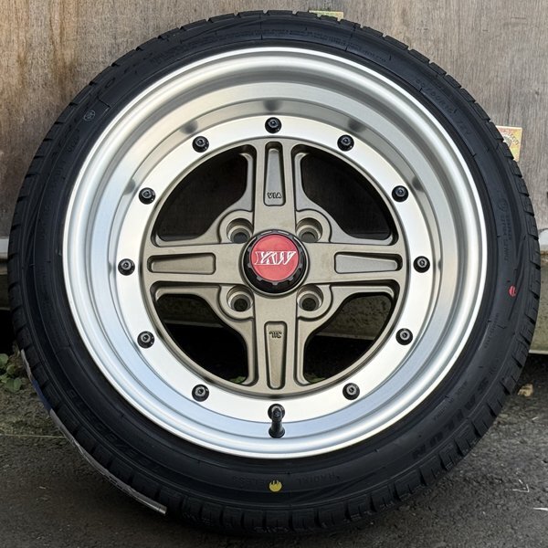 新品 15インチ 8J ±0 PCD 100 114.3 4穴 タイヤホイール4本セット 165/50R15 165/55R15 軽 軽トラ 軽バン ローダウン車 旧車 深リム_画像2