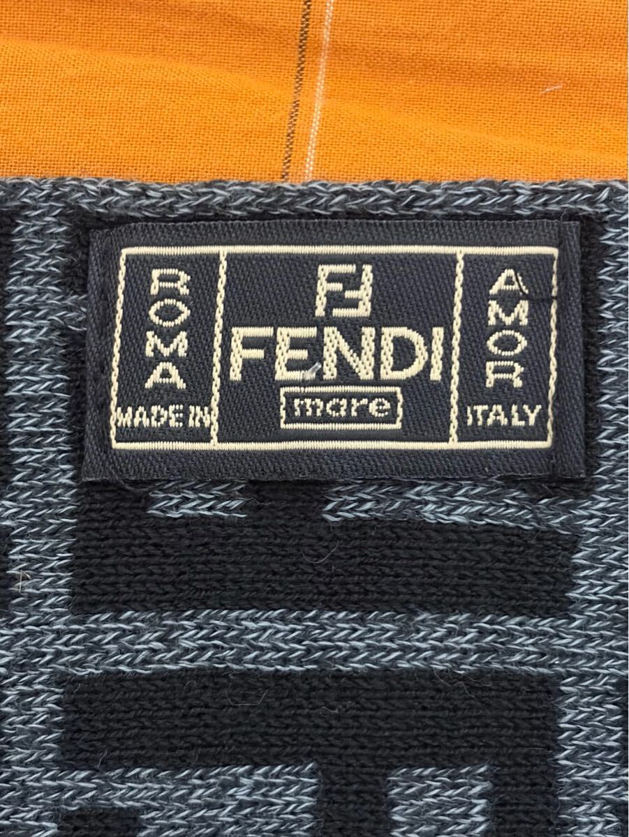 【W1334】FENDI ロゴパターン マフラー グレー/ブラック_画像8