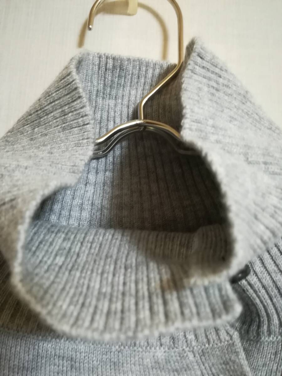 mizuiroind 23AW ハイネックボタンディテールプルオーバー グレー ウール_画像4