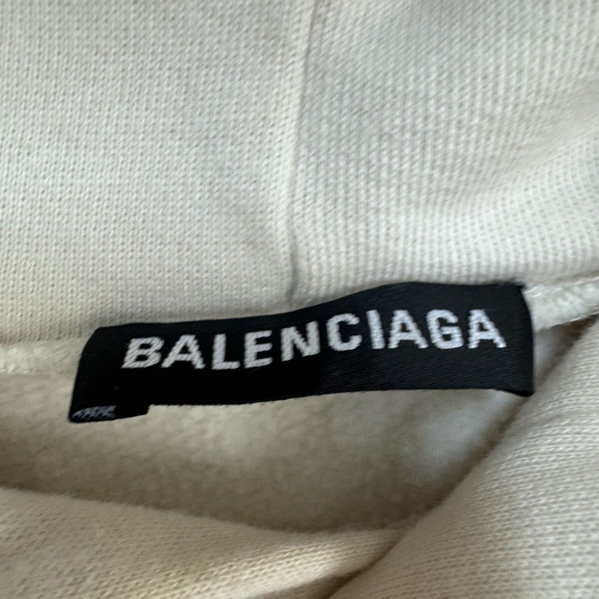 25『極美品・デムナ期』 BALENCIAGA バレンシアガ メンズ プルオーバー パーカー スウェット フーディ バックロゴ ビッグロゴ M アイボリー_画像5