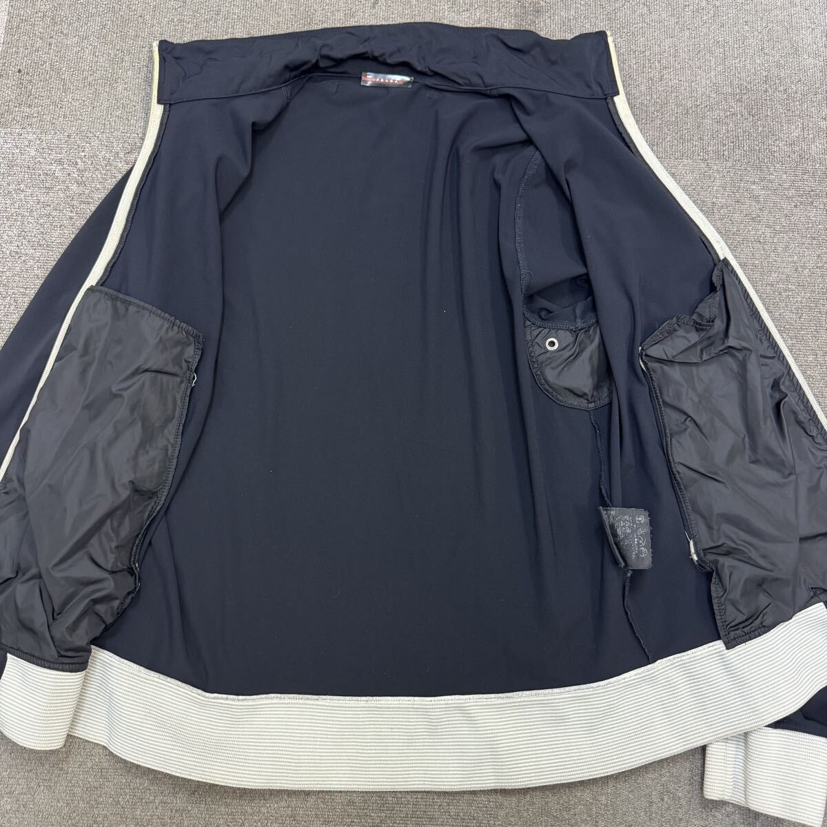 148『美品・最高峰』 PRADA プラダ メンズ ナイロン トラックジャケット ブルゾン ジャージー ジップアップ ネイビー M相当の画像3