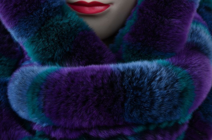 柔らかな毛皮の レッキス編み込み二重巻フード付スヌード 毛皮ファー_画像5