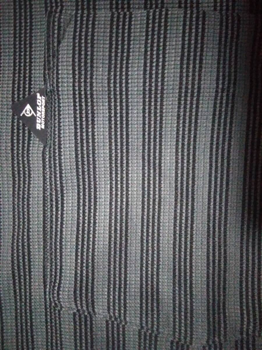 メンズＭ着丈長め○DUNLOP ダンロップ○ポリエステルストレッチ　ボタンダウン長袖プルオーバーシャツ　胸ポケ有／灰色地に黒ストライプ_画像4