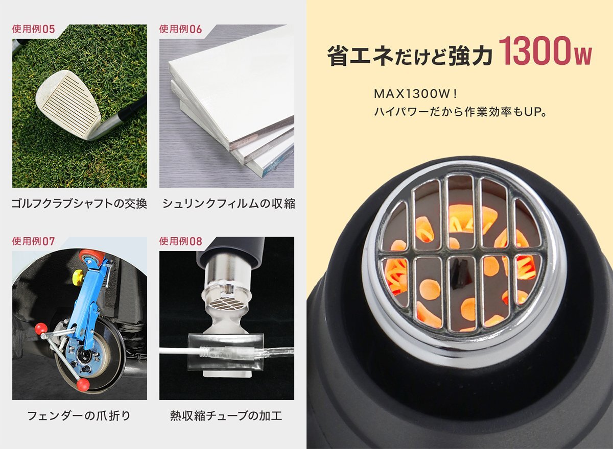 超強力ヒートガン1300W & フェンダー ベンディングツール 簡単ツライチSET 爪折り機 ホットガン PSE認証 ツメ折機【マリンブルー】青ブルー_画像3