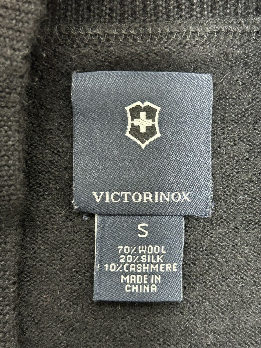 送料無料 ビクトリノックス セーター ニット 長袖 Sサイズ カシミア シルク ウール ブラック 黒 ハイゲージ VICTOPINOX_画像2