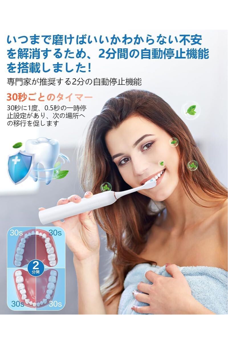 電動歯ブラシ 音波歯 電動ハブラシ横振り 超音波 ソニック IPX7