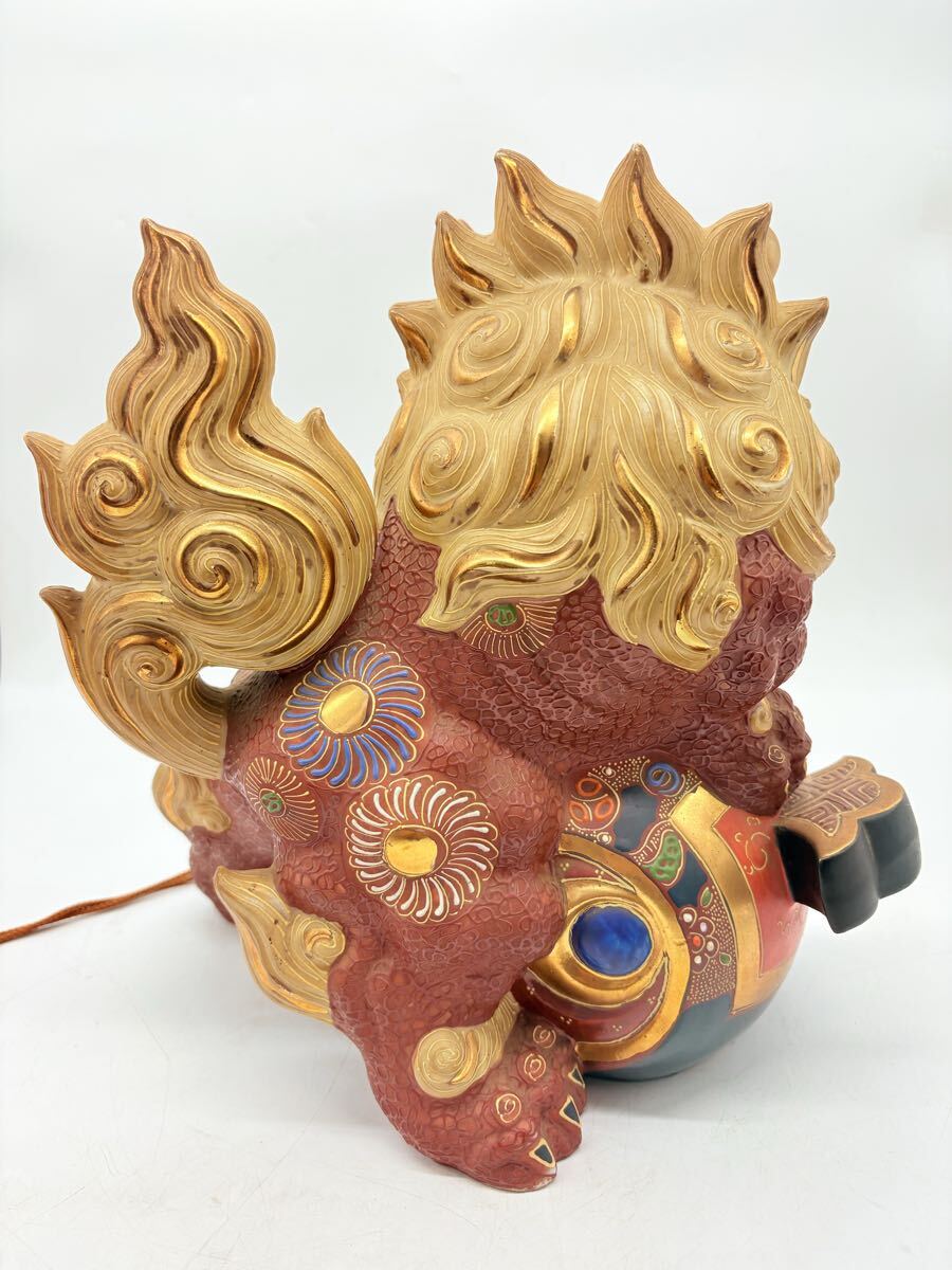 九谷焼 置物 シーサー 獅子 インテリア 魔除け 狛犬 金彩 縁起物 約30cm