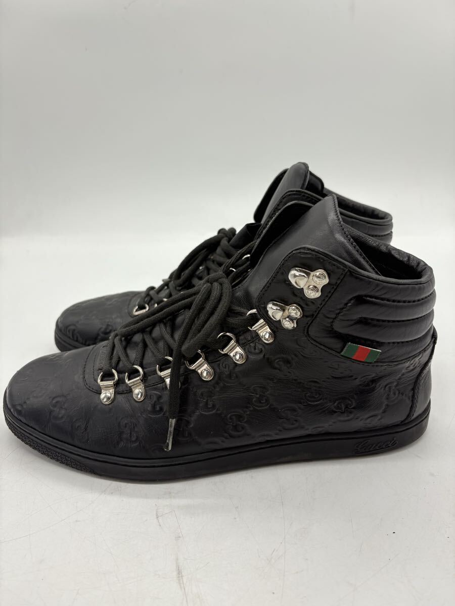 GUCCI グッチ スニーカー ブーツ レザー GGキャンバス シューズ 黒 靴 ブラック 箱付き_画像3