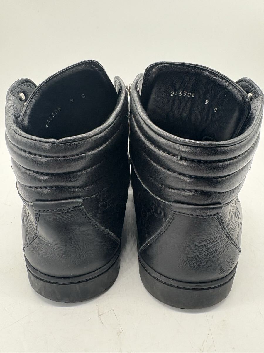 GUCCI グッチ スニーカー ブーツ レザー GGキャンバス シューズ 黒 靴 ブラック 箱付き_画像4