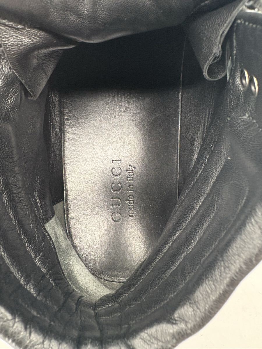 GUCCI グッチ スニーカー ブーツ レザー GGキャンバス シューズ 黒 靴 ブラック 箱付き_画像6