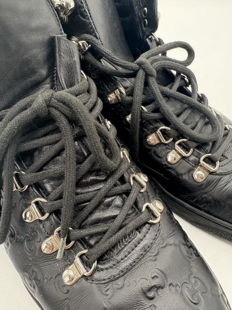 GUCCI グッチ スニーカー ブーツ レザー GGキャンバス シューズ 黒 靴 ブラック 箱付き_画像7