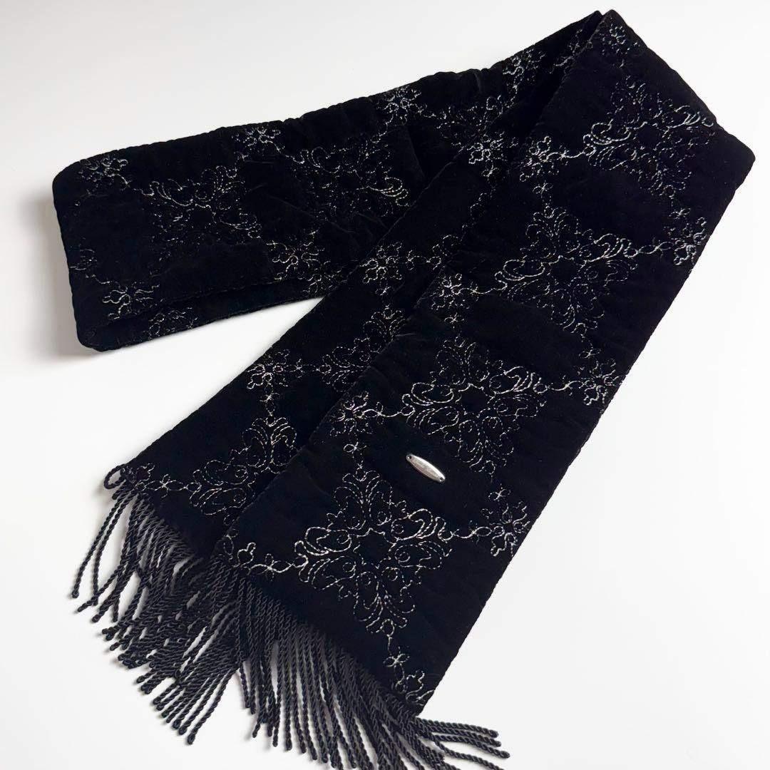 未使用 Tanaka Daisuke タナカダイスケ ベロア パラスタイル キルティング パフスカーフ 黒_画像2