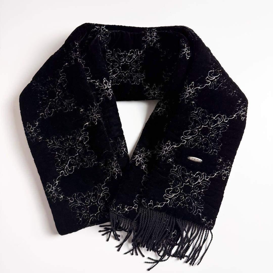 未使用 Tanaka Daisuke タナカダイスケ ベロア パラスタイル キルティング パフスカーフ 黒_画像3