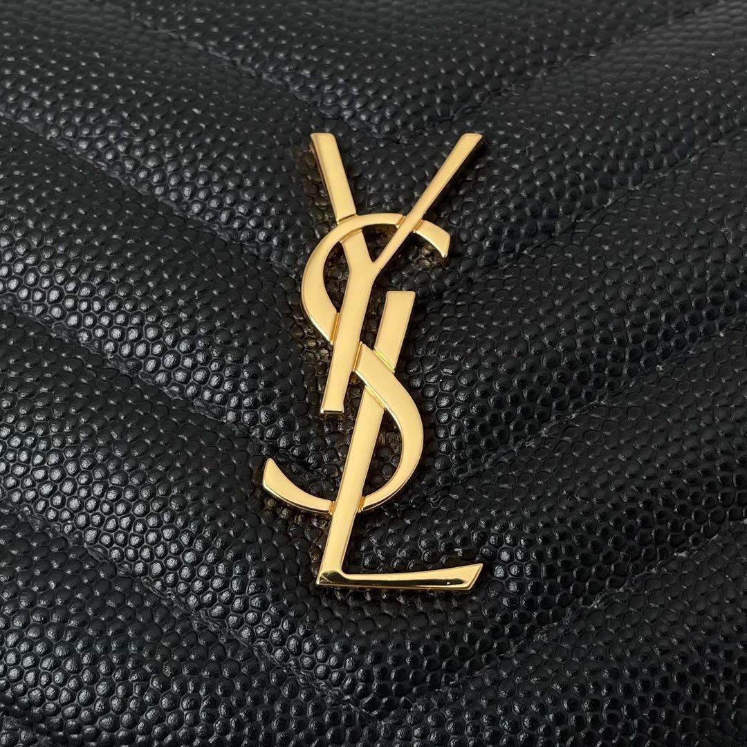 【未使用】SAINT LAURENT サンローラン 二つ折り財布 YSL カサンドラ 小銭入れ付き 札入れ カード入れ Vステッチ レザー 530841_画像3