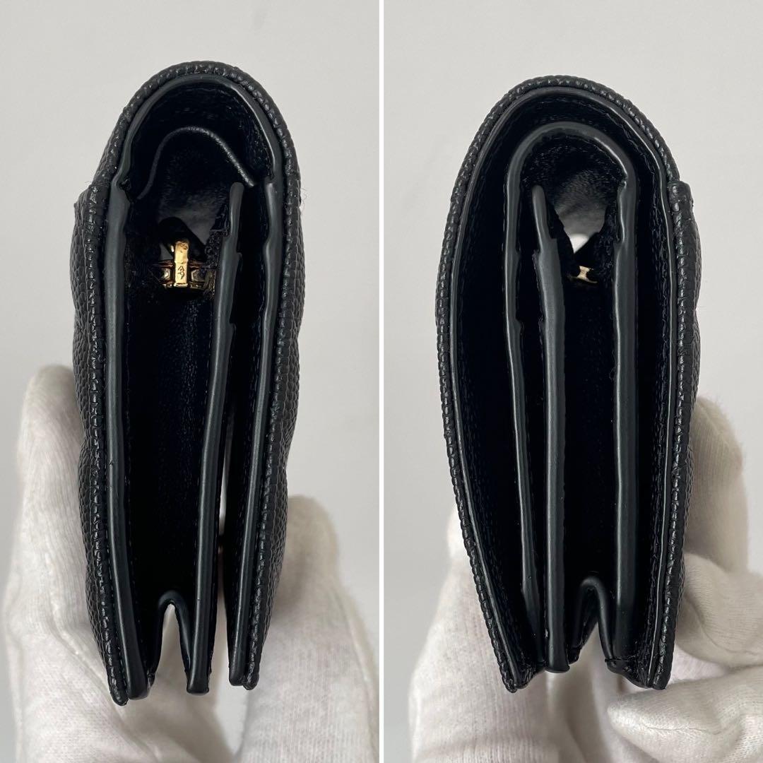 【未使用】SAINT LAURENT サンローラン 二つ折り財布 YSL カサンドラ 小銭入れ付き 札入れ カード入れ Vステッチ レザー 530841_画像6