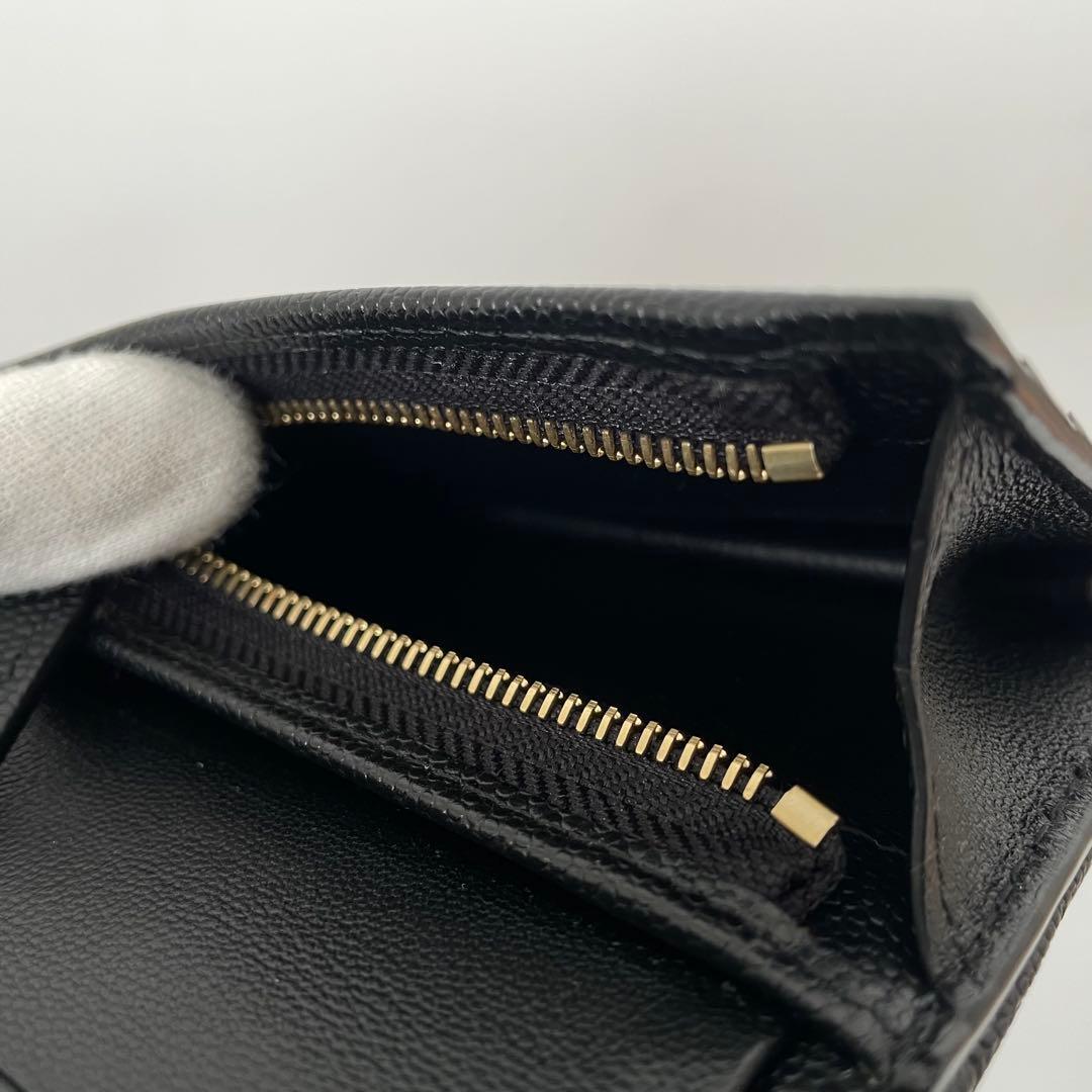 【未使用】SAINT LAURENT サンローラン 二つ折り財布 YSL カサンドラ 小銭入れ付き 札入れ カード入れ Vステッチ レザー 530841_画像9
