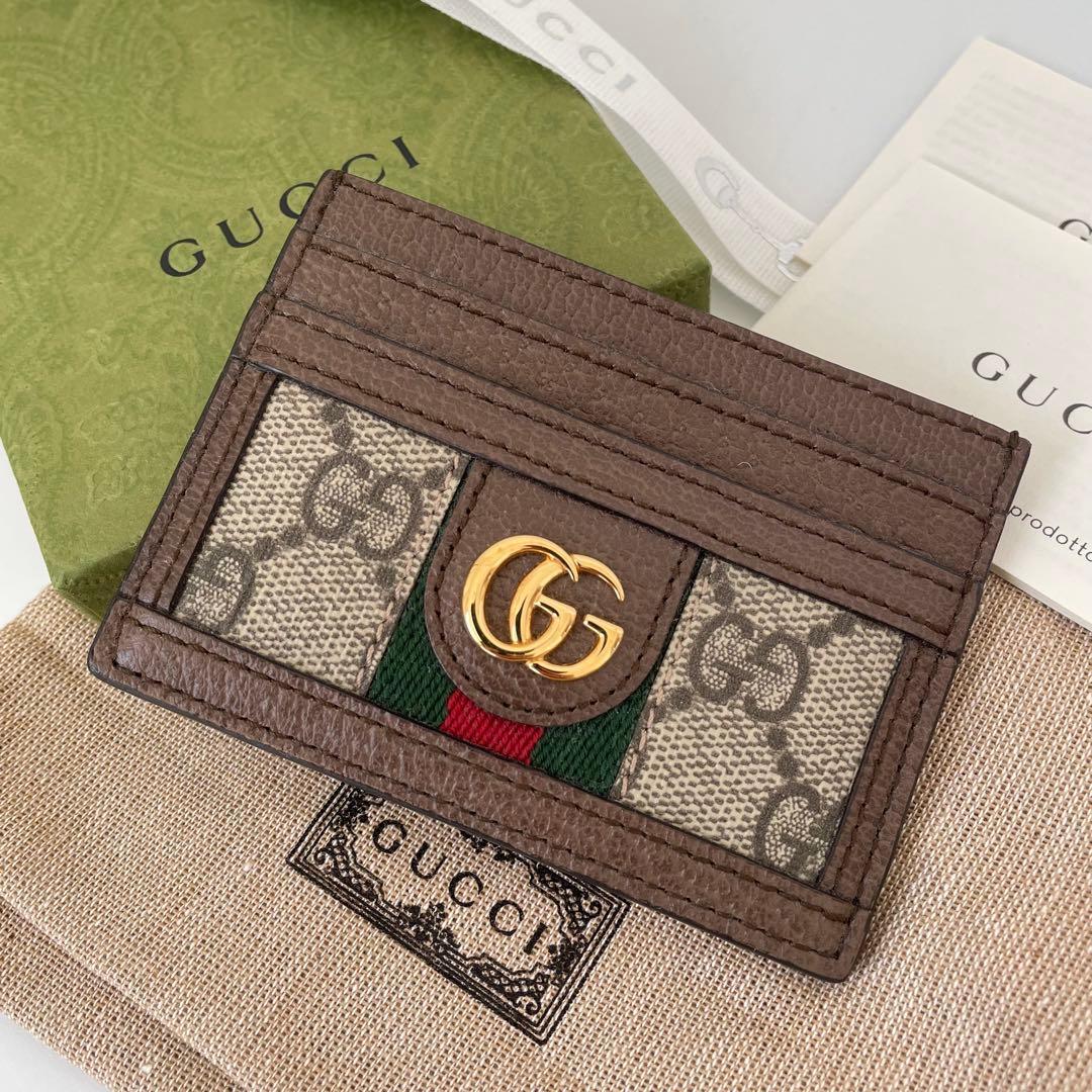 【未使用★箱付き】GUCCI グッチ カードケース 名刺入れ オフィディア シェリーライン GG柄 ベージュ ブラウン _画像1
