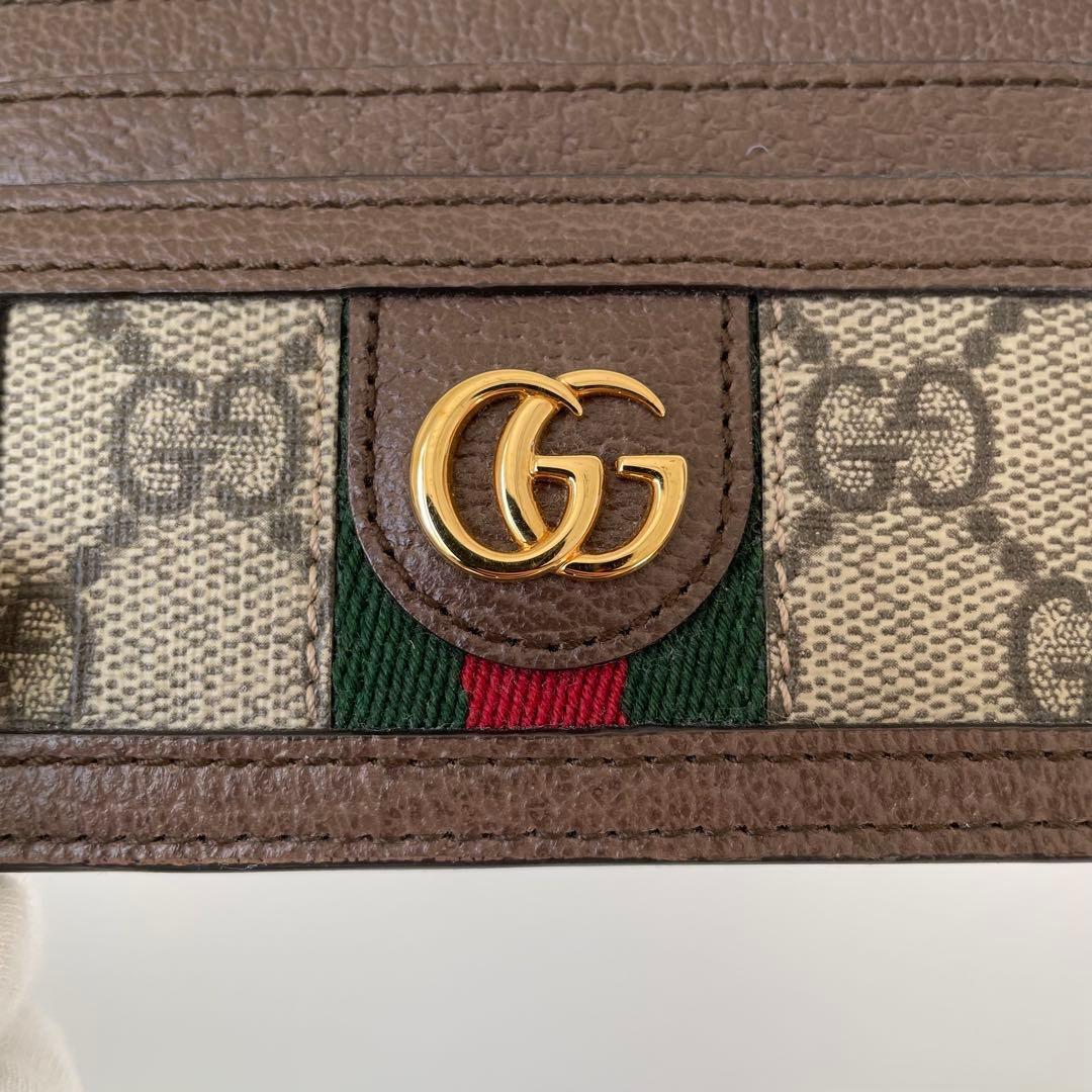 【未使用★箱付き】GUCCI グッチ カードケース 名刺入れ オフィディア シェリーライン GG柄 ベージュ ブラウン _画像3