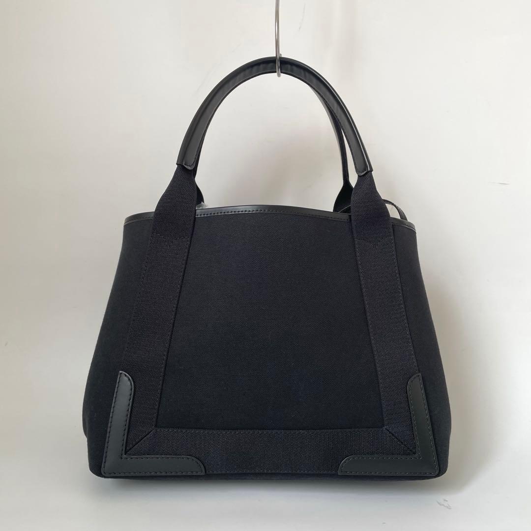 【未使用品】BALENCIAGA バレンシアガ ネイビーカバスS スモール トートバッグ 肩掛け キャンバス レザー A4収納 黒 339933_画像2
