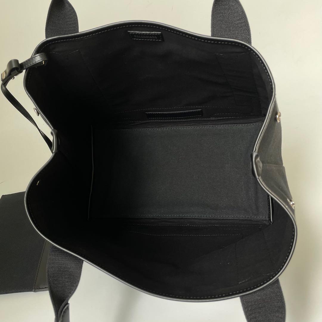 【未使用品】BALENCIAGA バレンシアガ ネイビーカバスS スモール トートバッグ 肩掛け キャンバス レザー A4収納 黒 339933_画像7