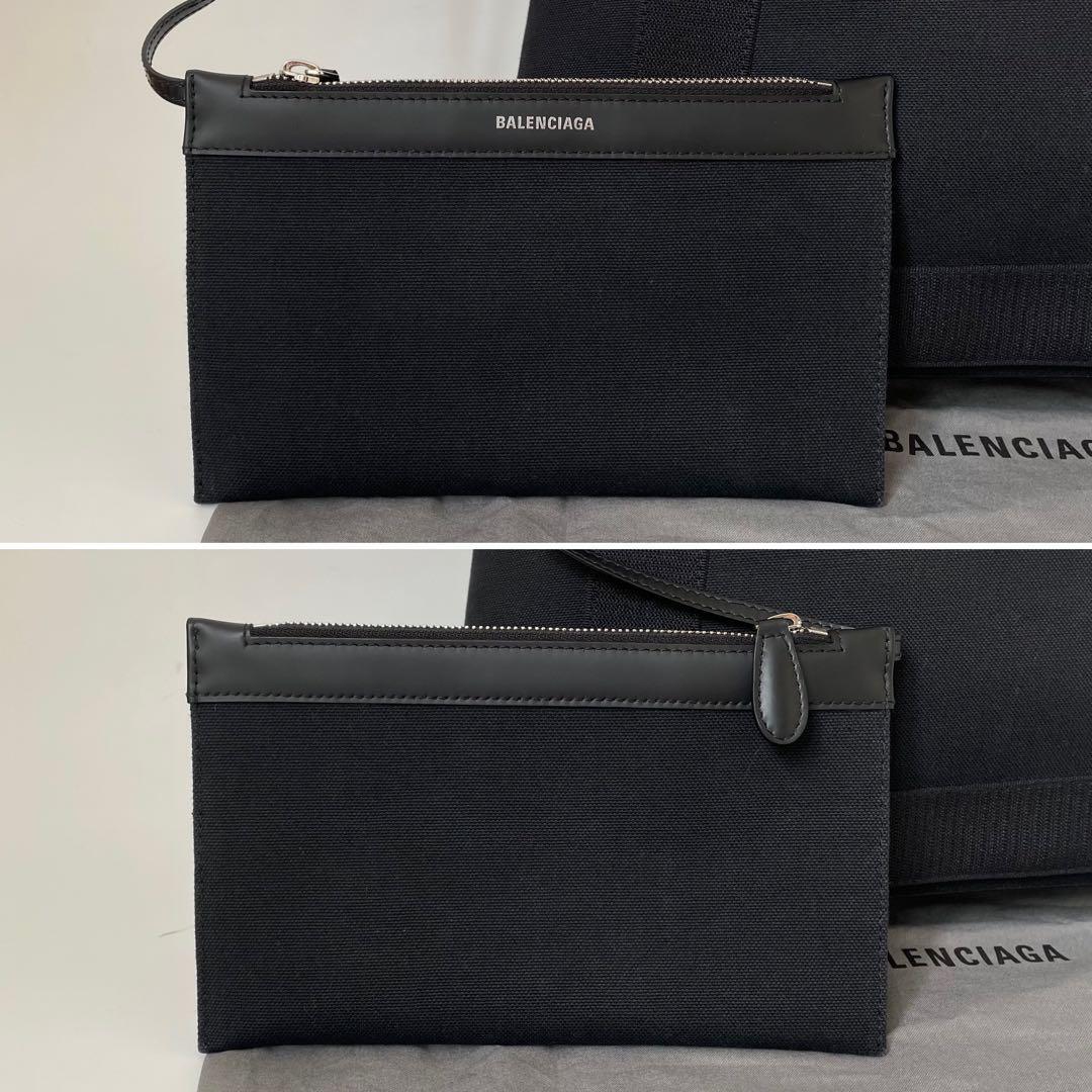 【未使用品】BALENCIAGA バレンシアガ ネイビーカバスS スモール トートバッグ 肩掛け キャンバス レザー A4収納 黒 339933_画像8