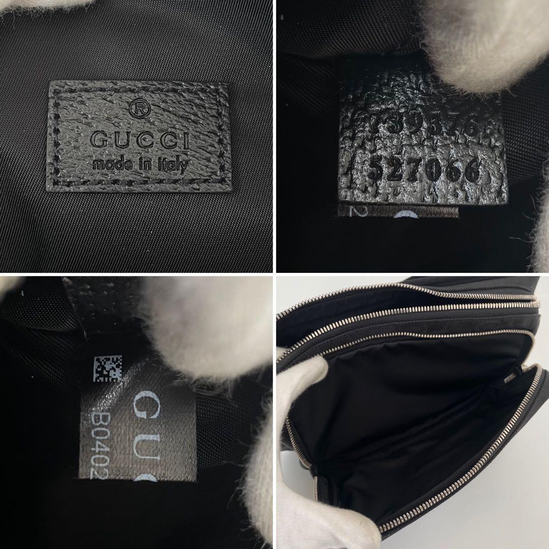 【未使用級】グッチ ボディバッグ オブザグリット ナイロン 黒 739376 GUCCI バッグ ショルダーバッグ クロスボディ GG柄 レザー ブラック_画像8
