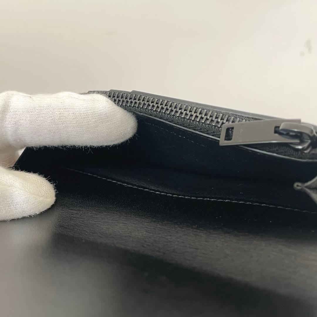 【極美品】サンローラン カードケース 小銭入れ レザー ロゴ型押し 黒 フラグメントケース 折財布 ミニウォレット レザー 本革 ブラック_画像7