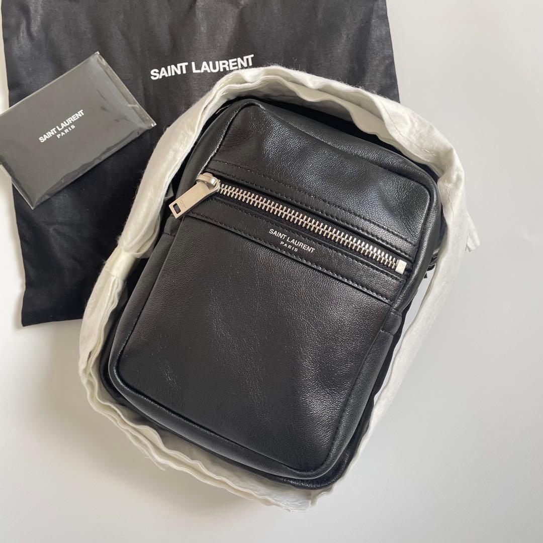 【未使用】サンローラン シティ ショルダーバッグ レザー 黒 バッグ ワンショルダー 肩掛け 斜め掛け レザー 本革 ラムスキン ブラック_画像1