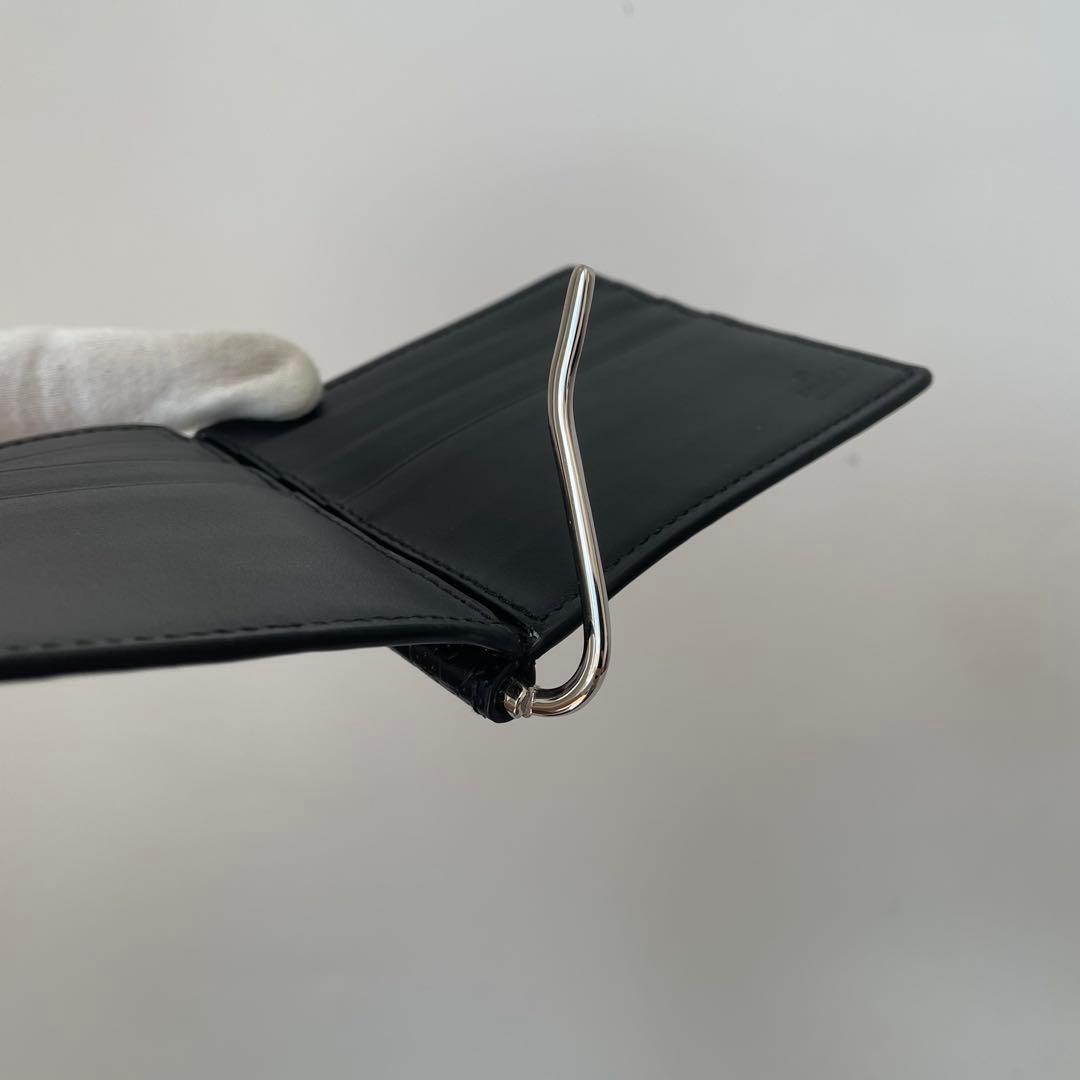 【未使用級★箱付き】GUCCI グッチ マネークリップ カードケース GG ビッグロゴ デカロゴ エンボス パンチング レザー 黒 676656_画像4